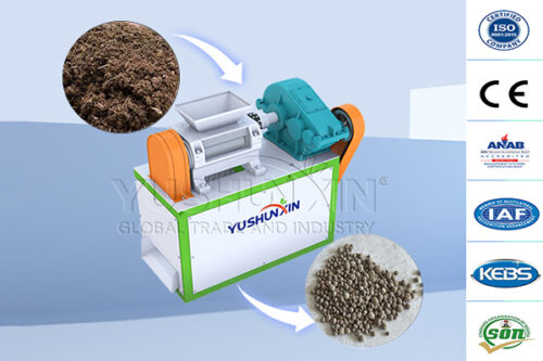 Double roller granulator for organic compost pelleting