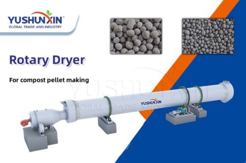 Rotary dryer for compost granule production